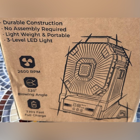 Battery Operated Portable Camping Fan Rechargeable Battery Led Light W 3 Levels - Picture 7 of 10